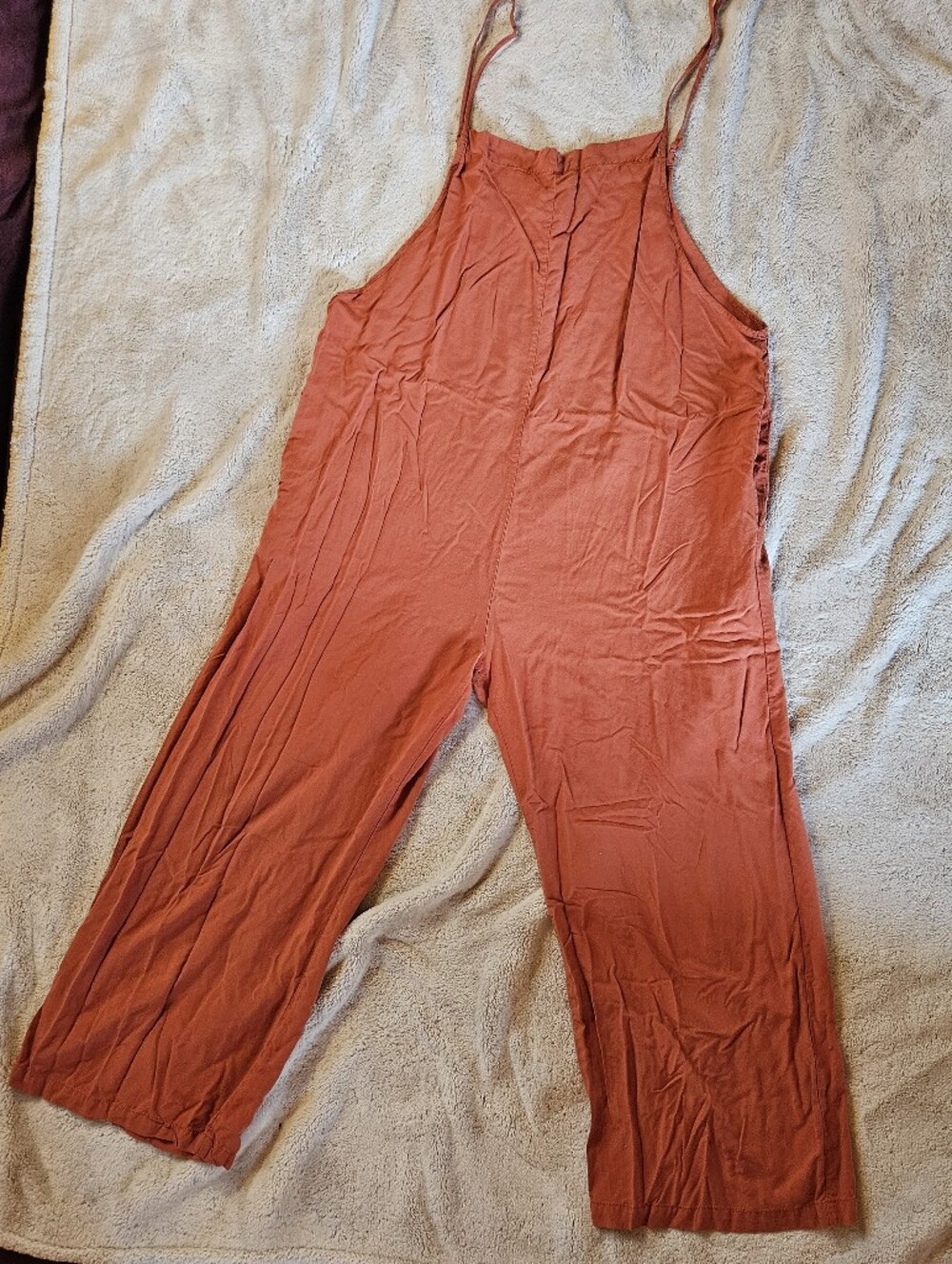 Sleeveless Rust Orange Wide-Leg Jumpsuit